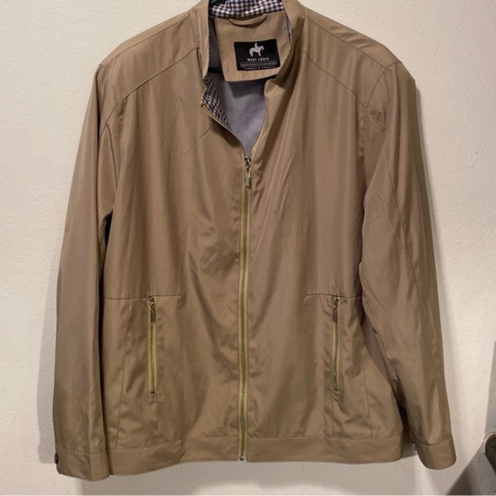 West Louis Jacket Mens Size S/M Tan‎ Full Zip Up Pockets